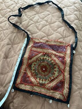 Embroidered Crossbody Bag in Red and Green